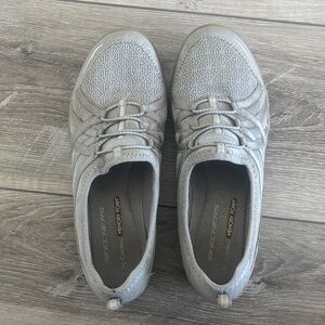 Skechers Light Gray Women's Slip-On Memory Foam Sneakers